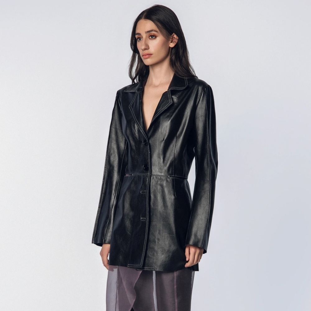 Jovana Markovic Genuine Leather Shearling Jacket